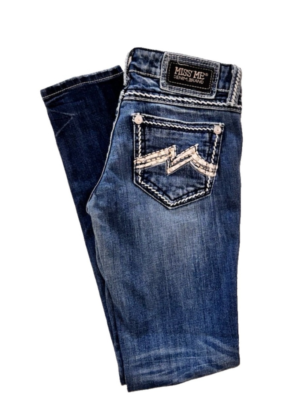 Miss Me Signature Skinny Rhinestone Stretch Jeans Low Rise  26X31 - Picture 5 of 11